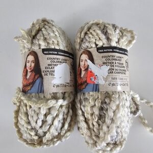 Lot 2 Skeins Loops & Threads Country Loom Colorburst Yarn #6 Soft Cream Discont